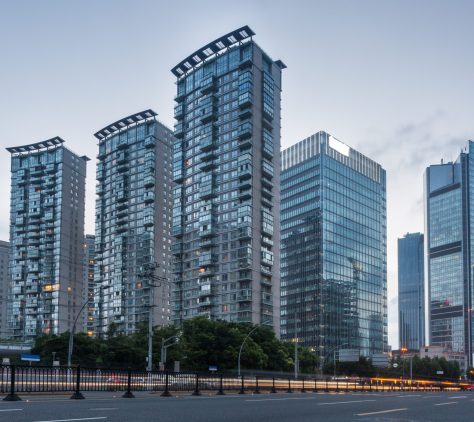 urban traffic with cityscape in modern city of China.